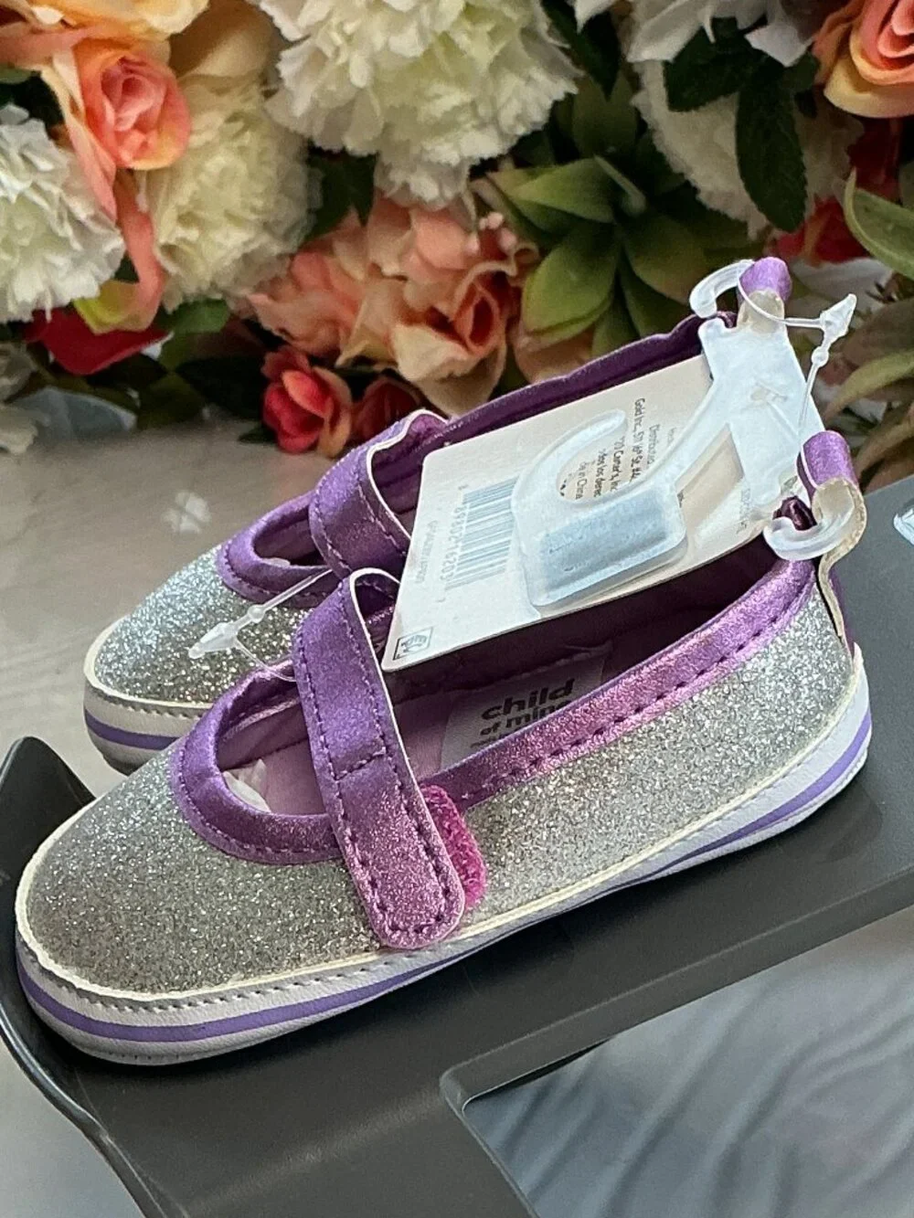 4/$30 Bundle 🌈 Child of Mine Silver Glitter Purple Baby Mary Jane Shoes 0–3M